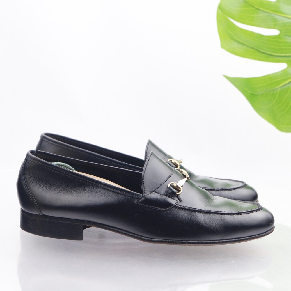 Bally Womens Brighton Bit Loafers Size 8 Black Leather Switzerland Dress Shoes
